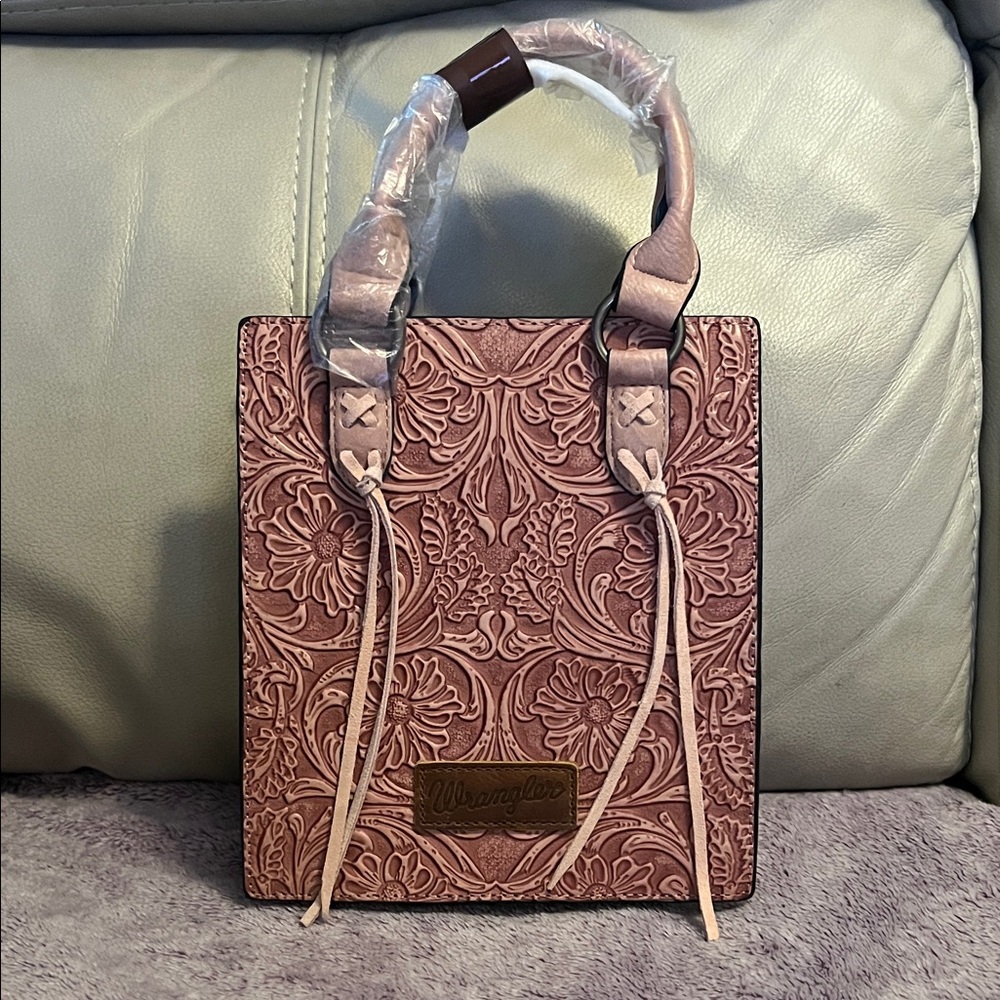 Wrangler Floral Embossed Mini Bag in Pink With Crossbody Strap